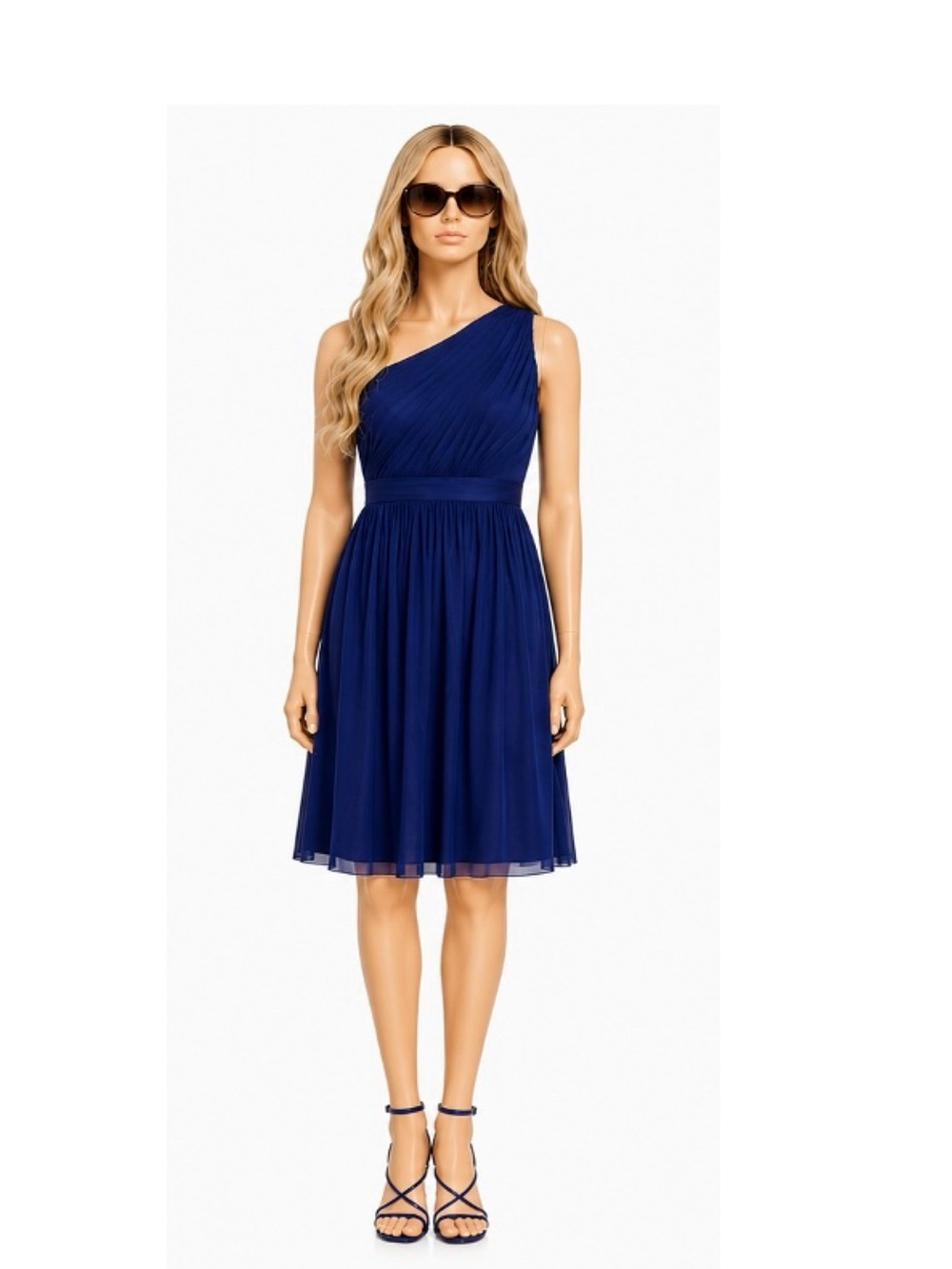 J.Crew Kylie One-Shoulder Silk Chiffon Dress Navy Blue Size 4